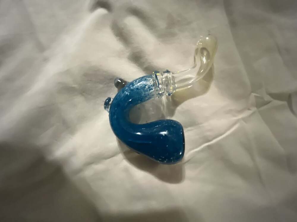 Handblown Blue and Clear Glass Piece